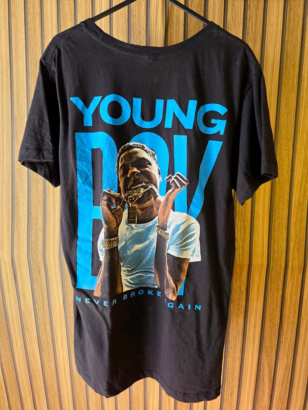 YoungBoy T-Shirt Black Blue Graphic Medium