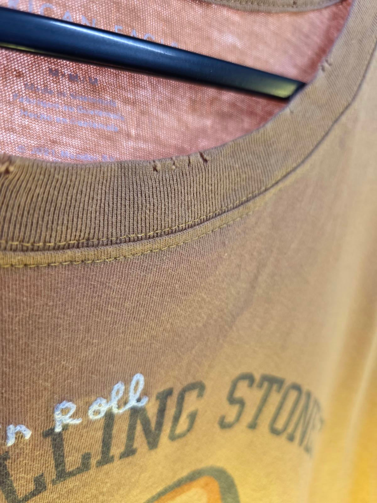 The Rolling Stones Rock 'n Roll Graphic T-Shirt Beige Size M