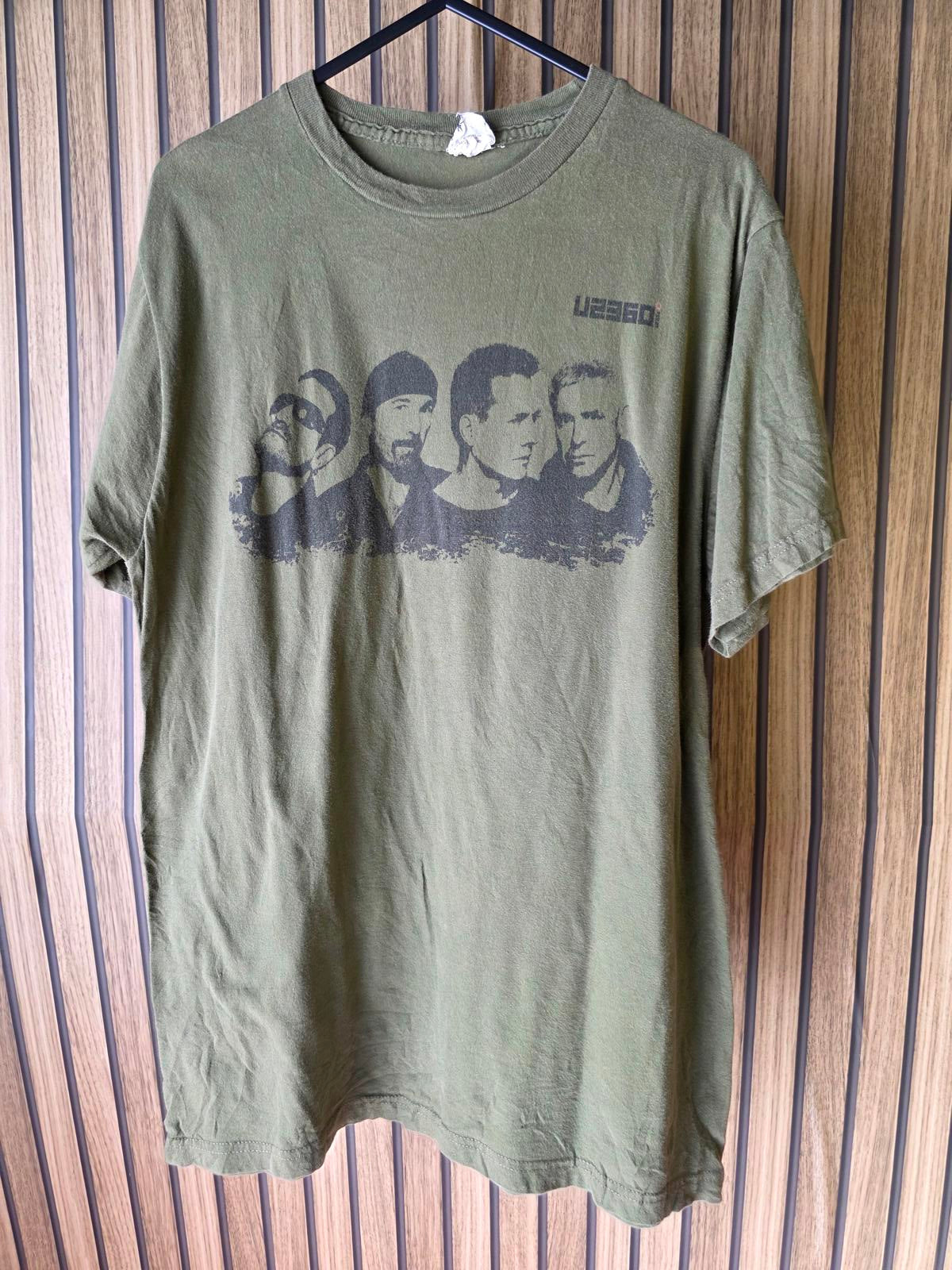 U2 360 Tour 2009 Band Graphic T-Shirt Olive Green Size L