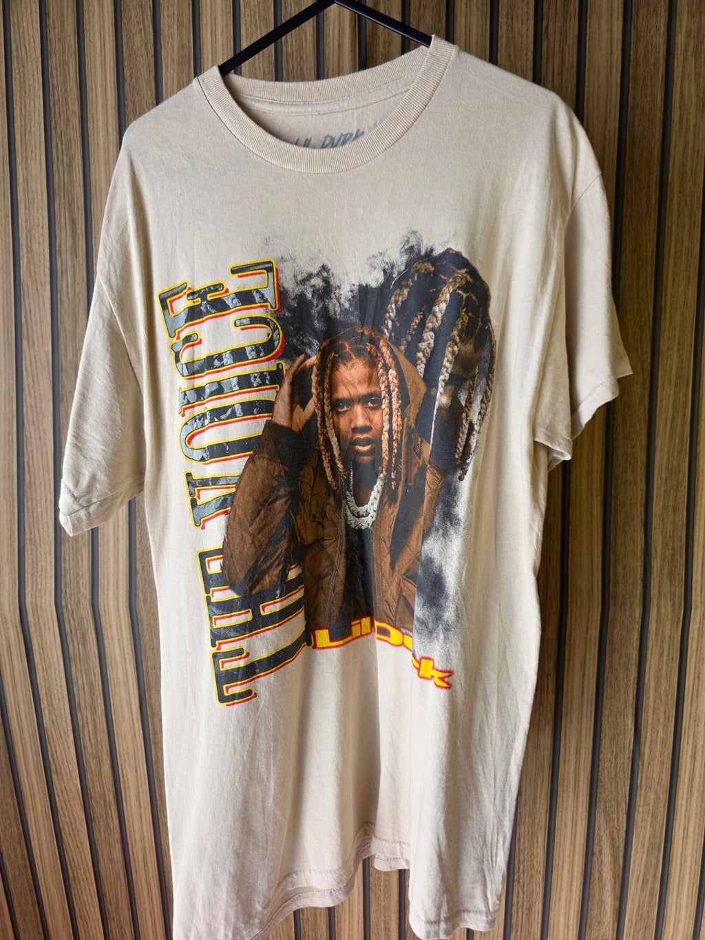 Lil Durk Graphic T-Shirt Beige Medium 100% Cotton