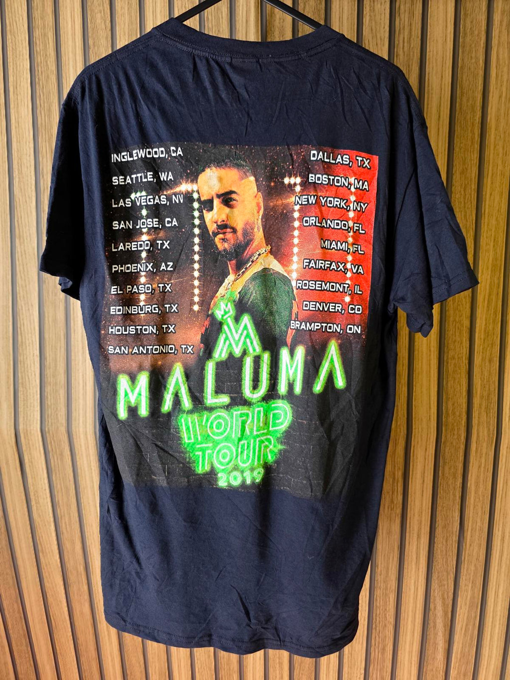 Maluma World Tour 2019 Black Graphic T-Shirt Size S