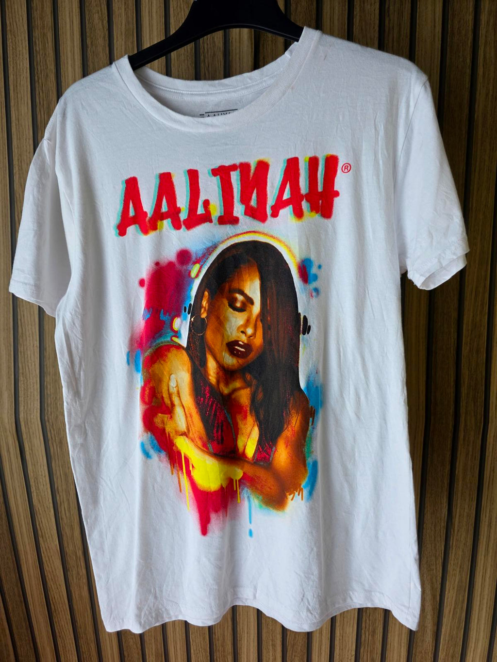 Aaliyah Graphic T-Shirt White Medium Cotton Blend