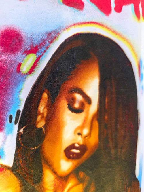 Aaliyah Graphic T-Shirt White Medium Cotton Blend