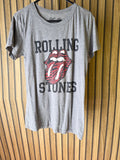 The Rolling Stones Graphic T-Shirt Red Tongue Logo Grey Large
