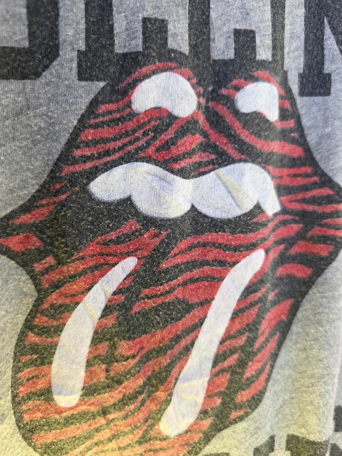 The Rolling Stones Graphic T-Shirt Red Tongue Logo Grey Large