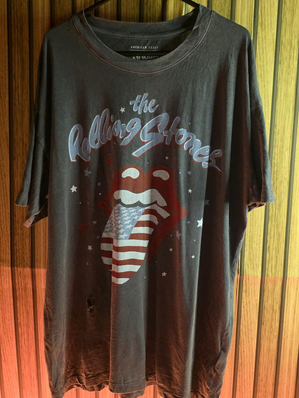 American Eagle Rolling Stones Band Tee Graphic Print Black XS/S