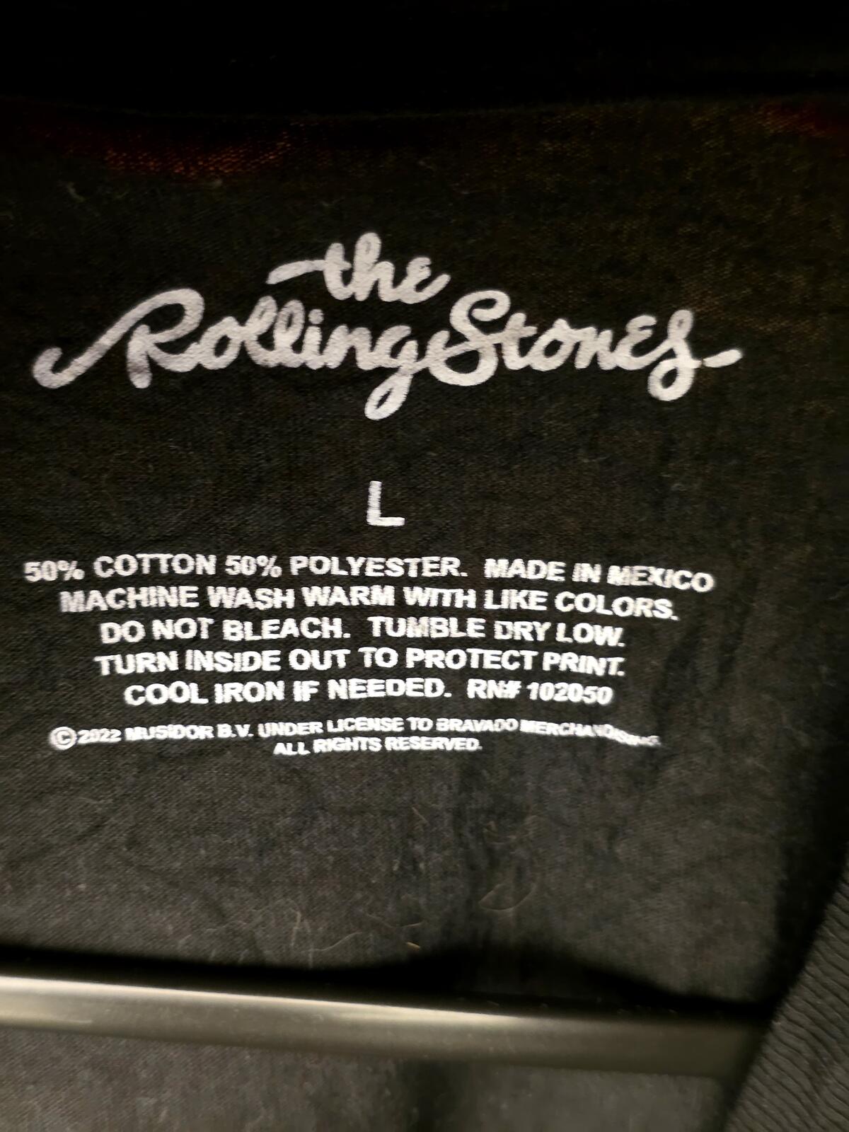 The Rolling Stones Graphic T-Shirt Colourful Lips Print Black Large