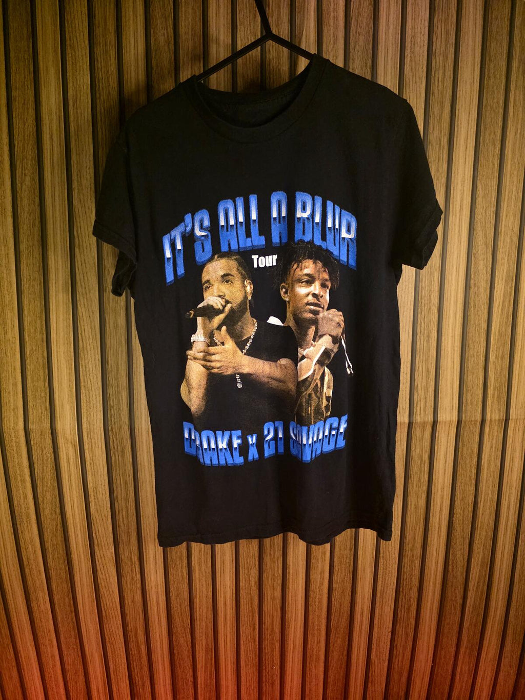 Drake & 21 Savage It's All A Blur Tour Graphic Black T-Shirt Size Small