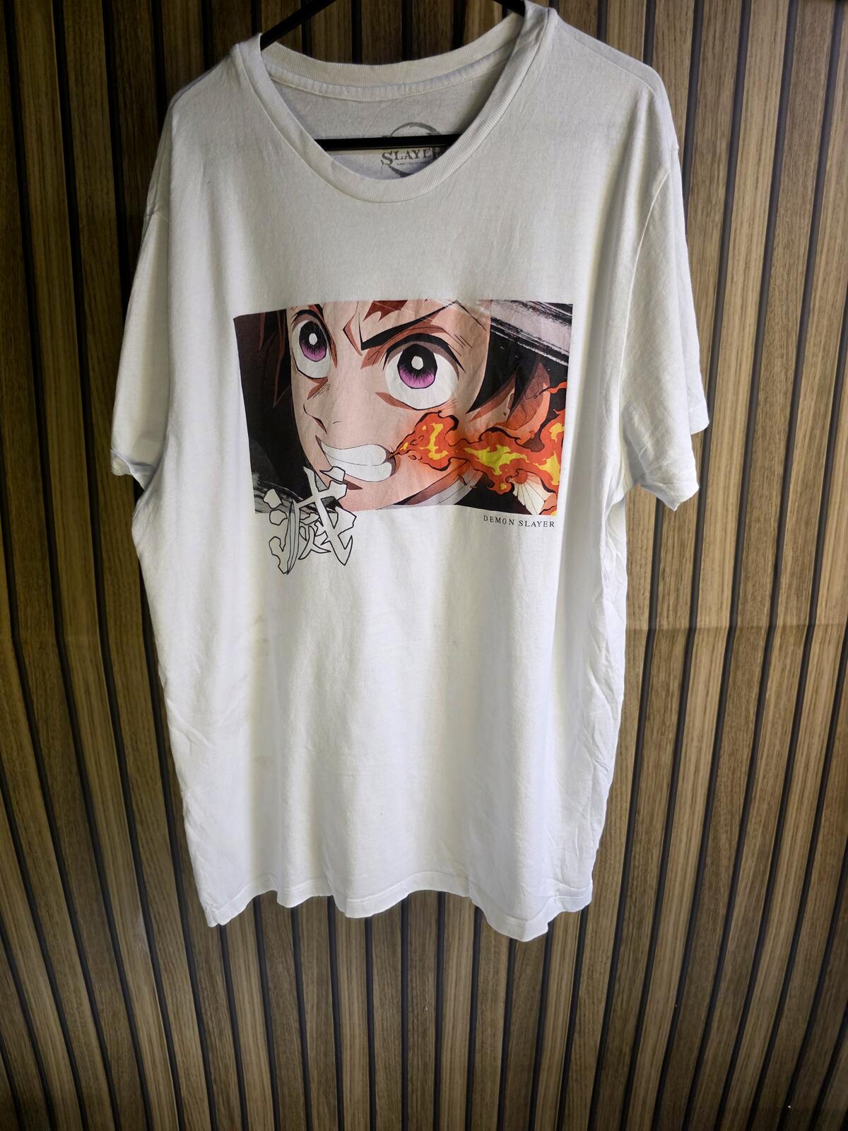 Demon Slayer Anime Graphic T-Shirt White Regular Large