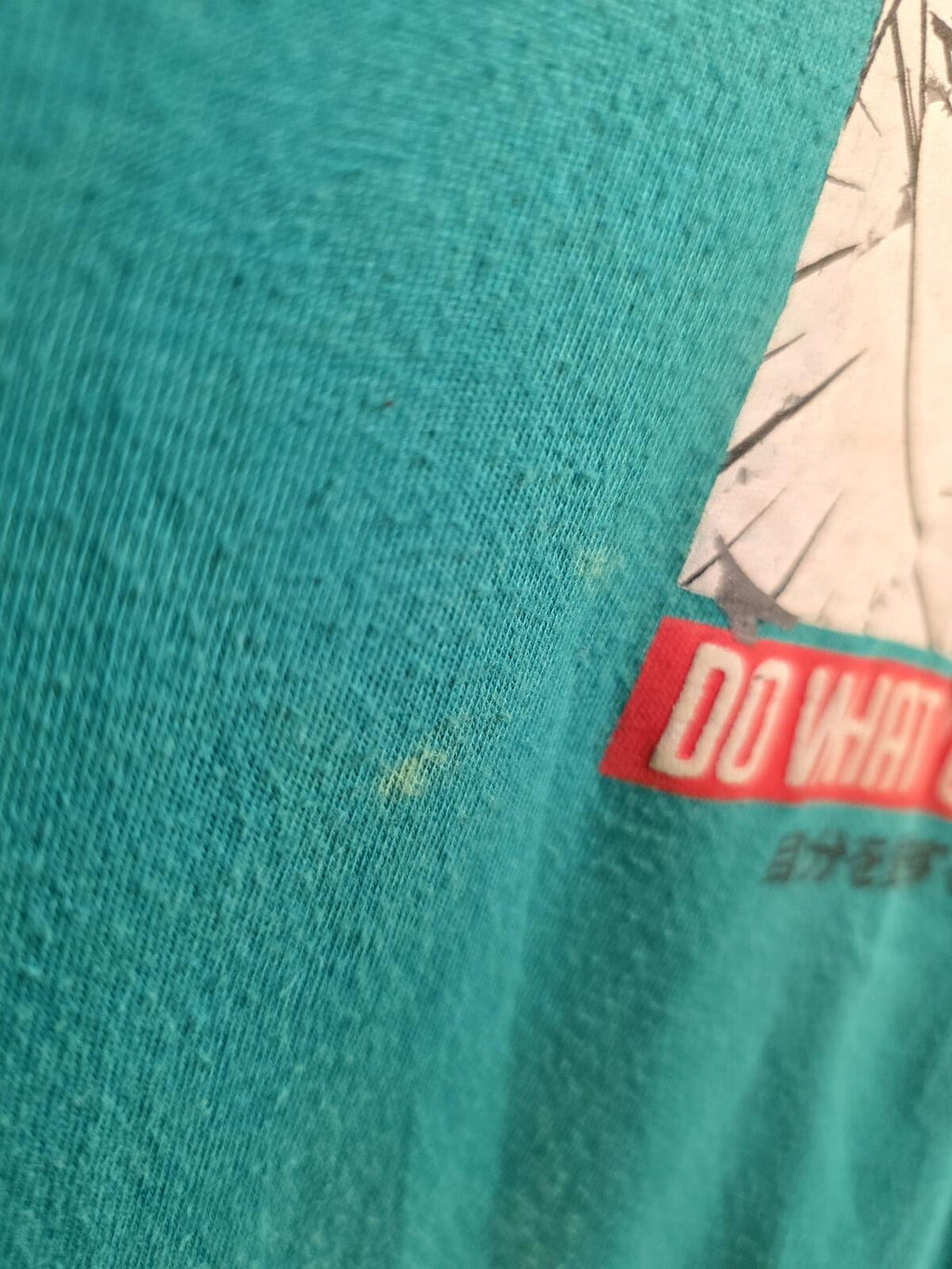 URBNIDNTY Distressed Graphic T-Shirt Do What You Can Teal Large