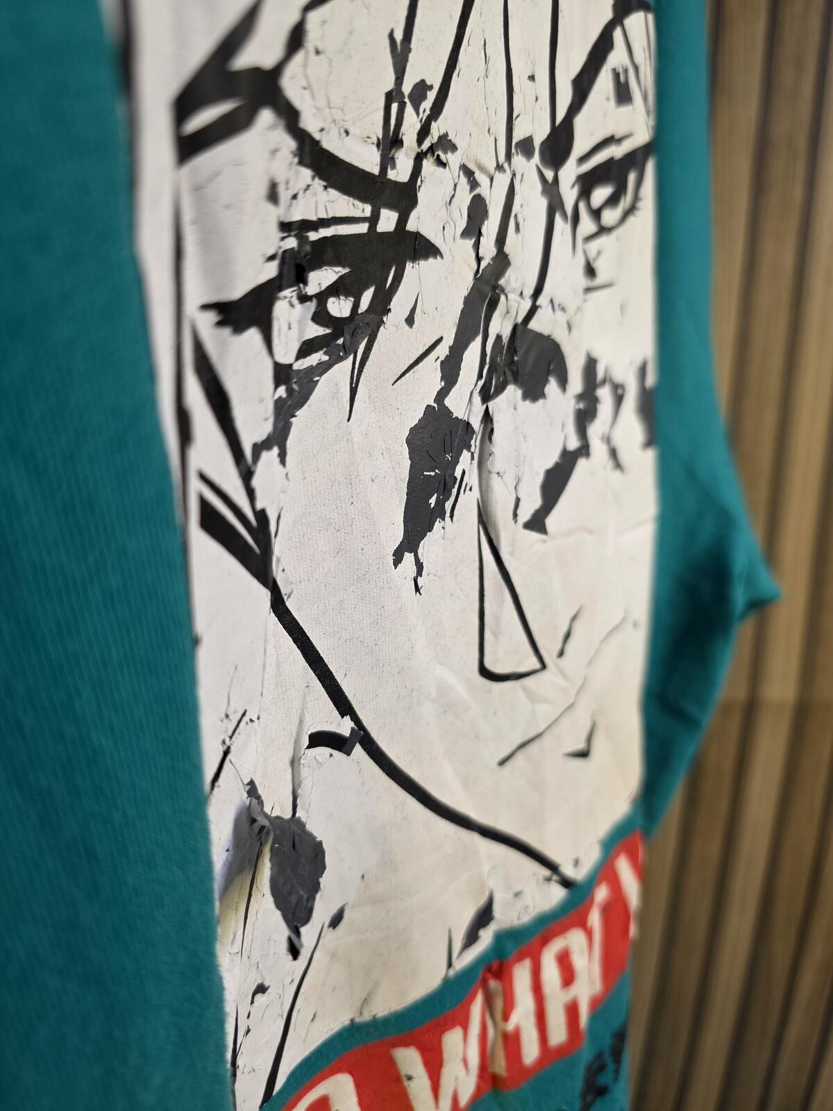 URBNIDNTY Distressed Graphic T-Shirt Do What You Can Teal Large