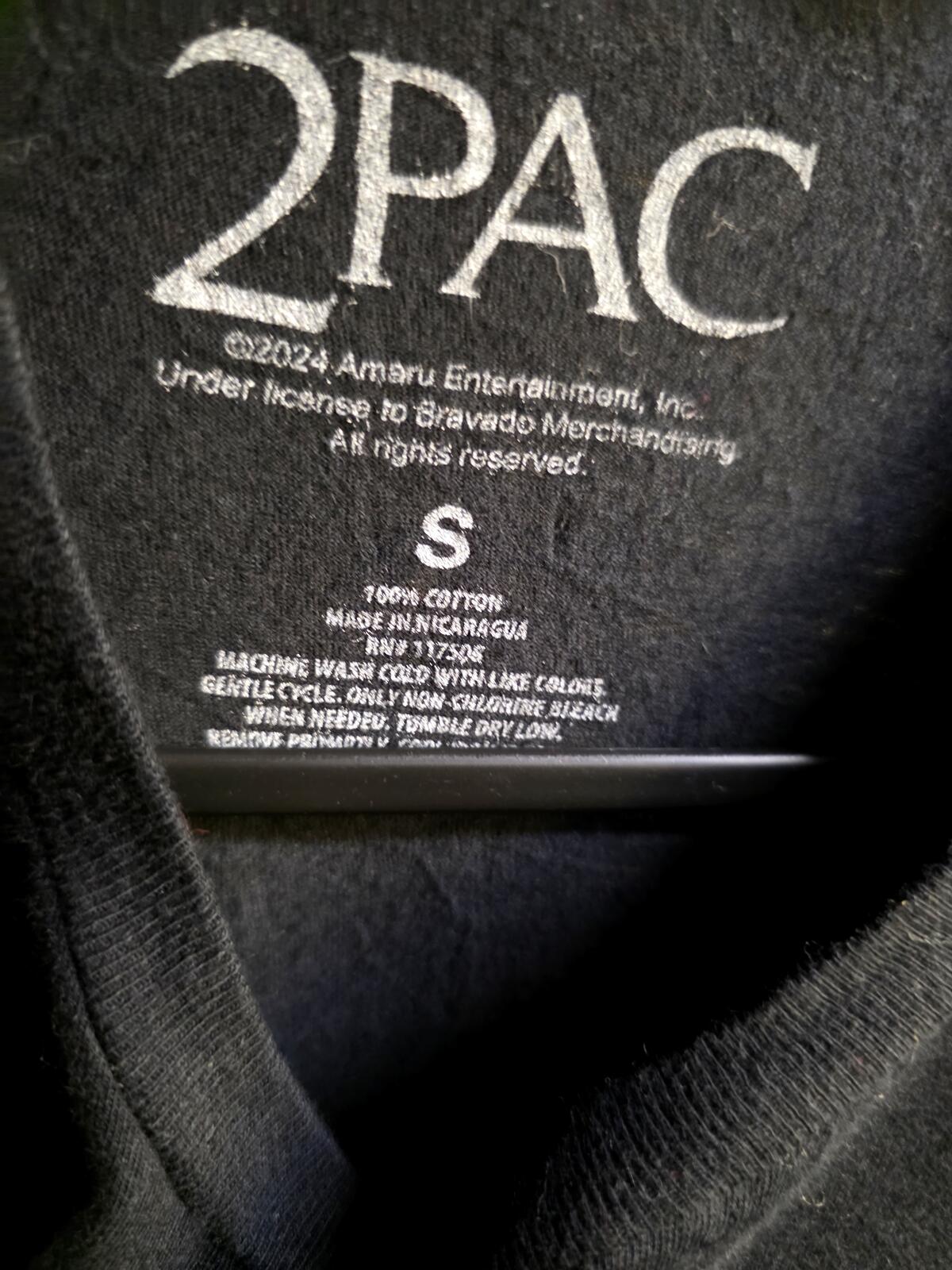 2PAC Tupac Graphic T-Shirt Black Size S