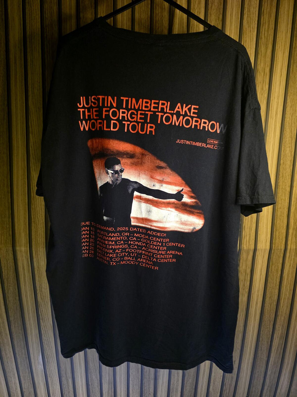 Justin Timberlake The Forget Tomorrow World Tour T-Shirt Black Size Large