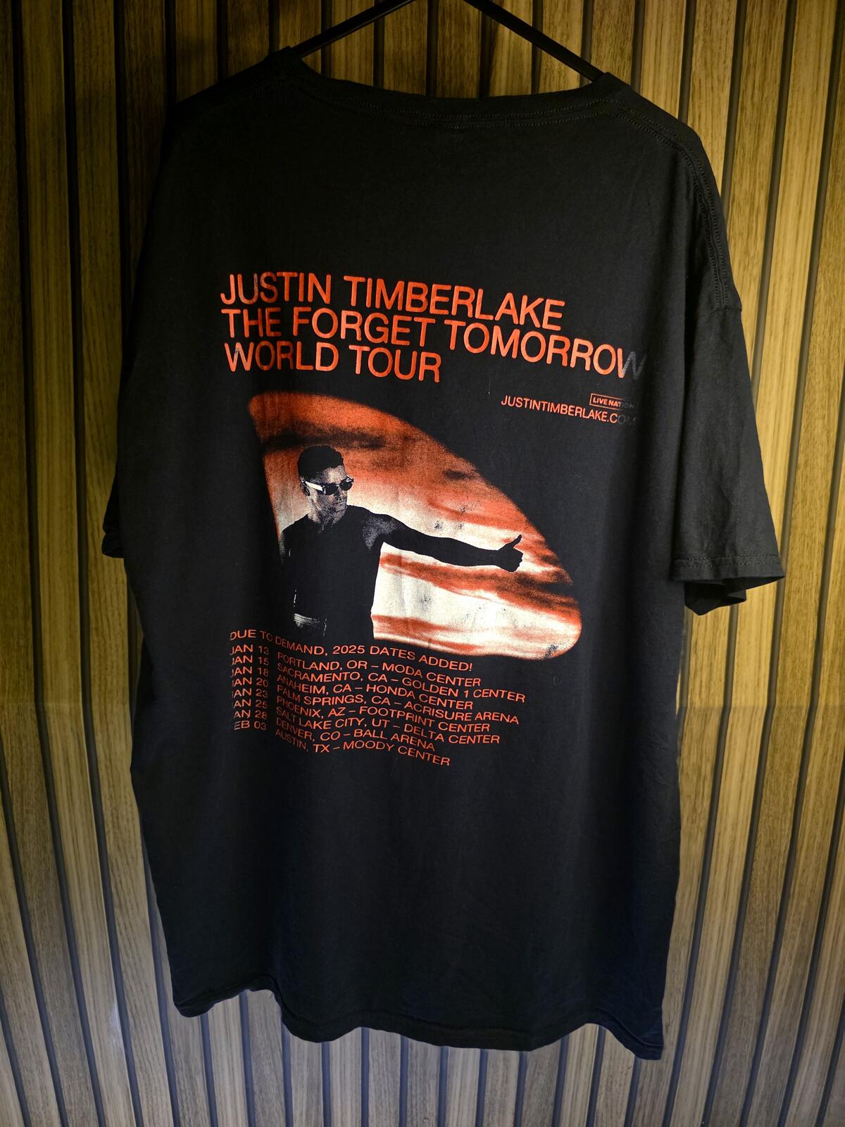 Justin Timberlake The Forget Tomorrow World Tour T-Shirt Black Size Large
