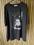 Black Graphic Anime T-Shirt with Japanese Text Size Regular Large