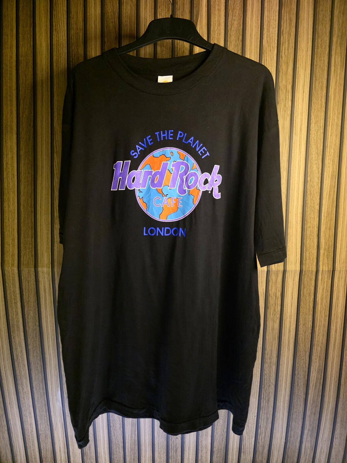 Hard Rock Cafe London Save The Planet Graphic Black Cotton T-Shirt Size XL