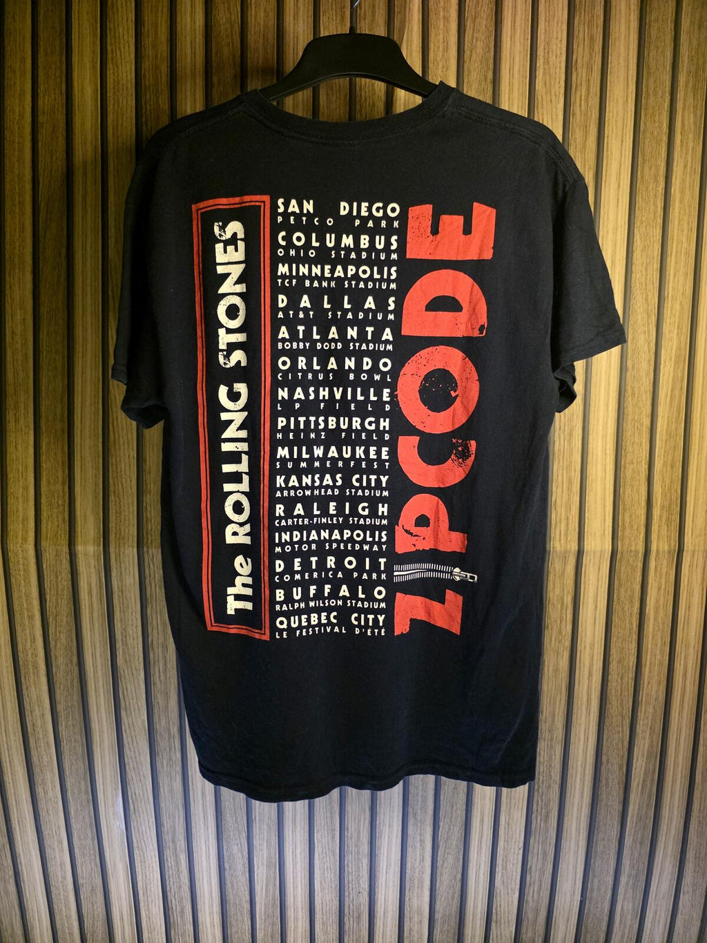 The Rolling Stones Zip Code Tour 2015 Black Graphic T-Shirt Medium