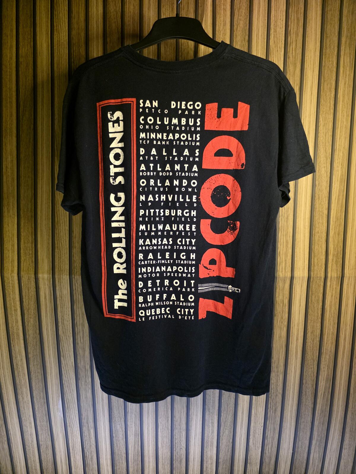 The Rolling Stones Zip Code Tour 2015 Black Graphic T-Shirt Medium