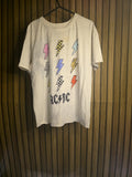 AC/DC Graphic T-Shirt Lightning Bolts Print Cream XXL