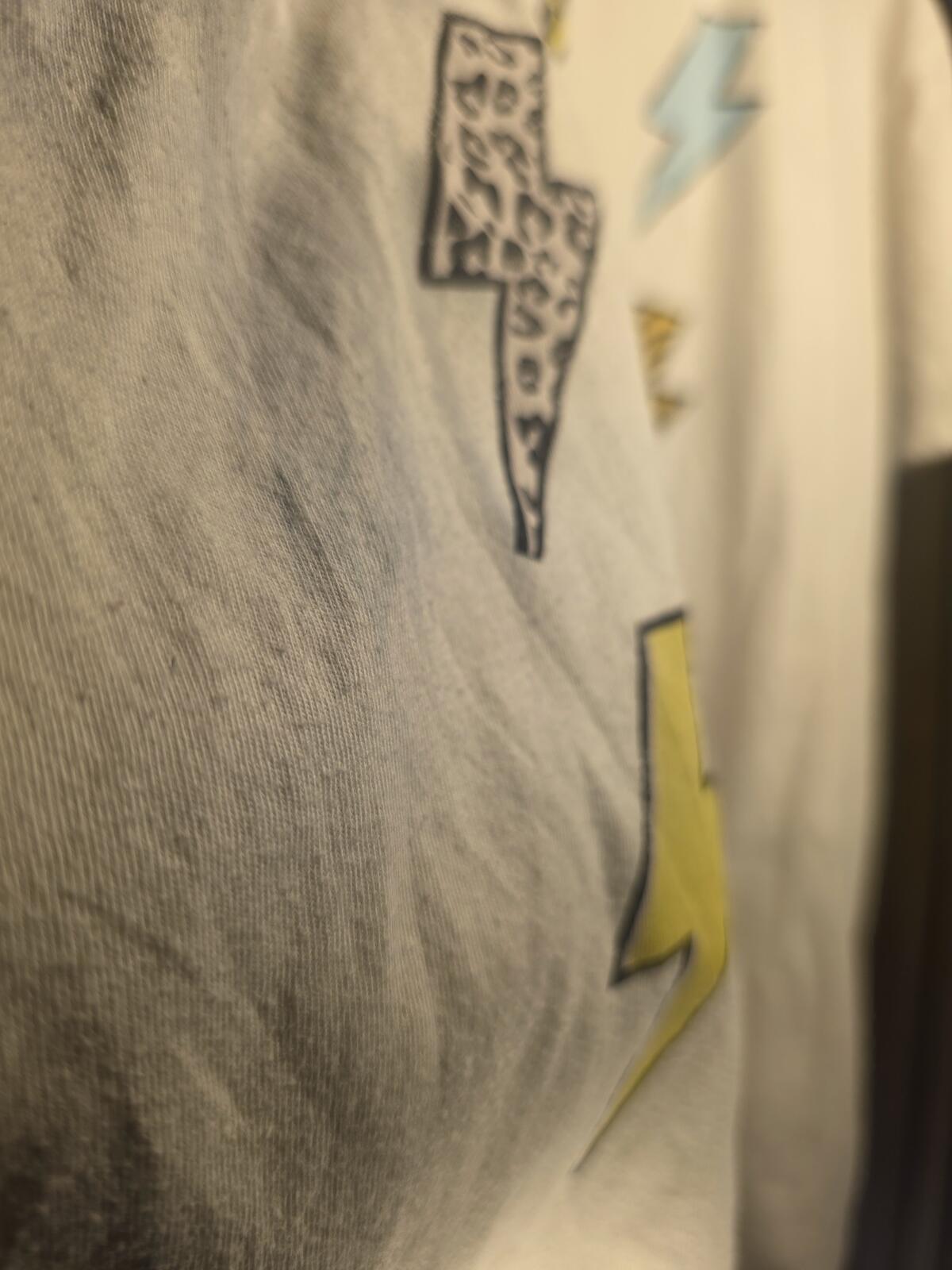 AC/DC Graphic T-Shirt Lightning Bolts Print Cream XXL