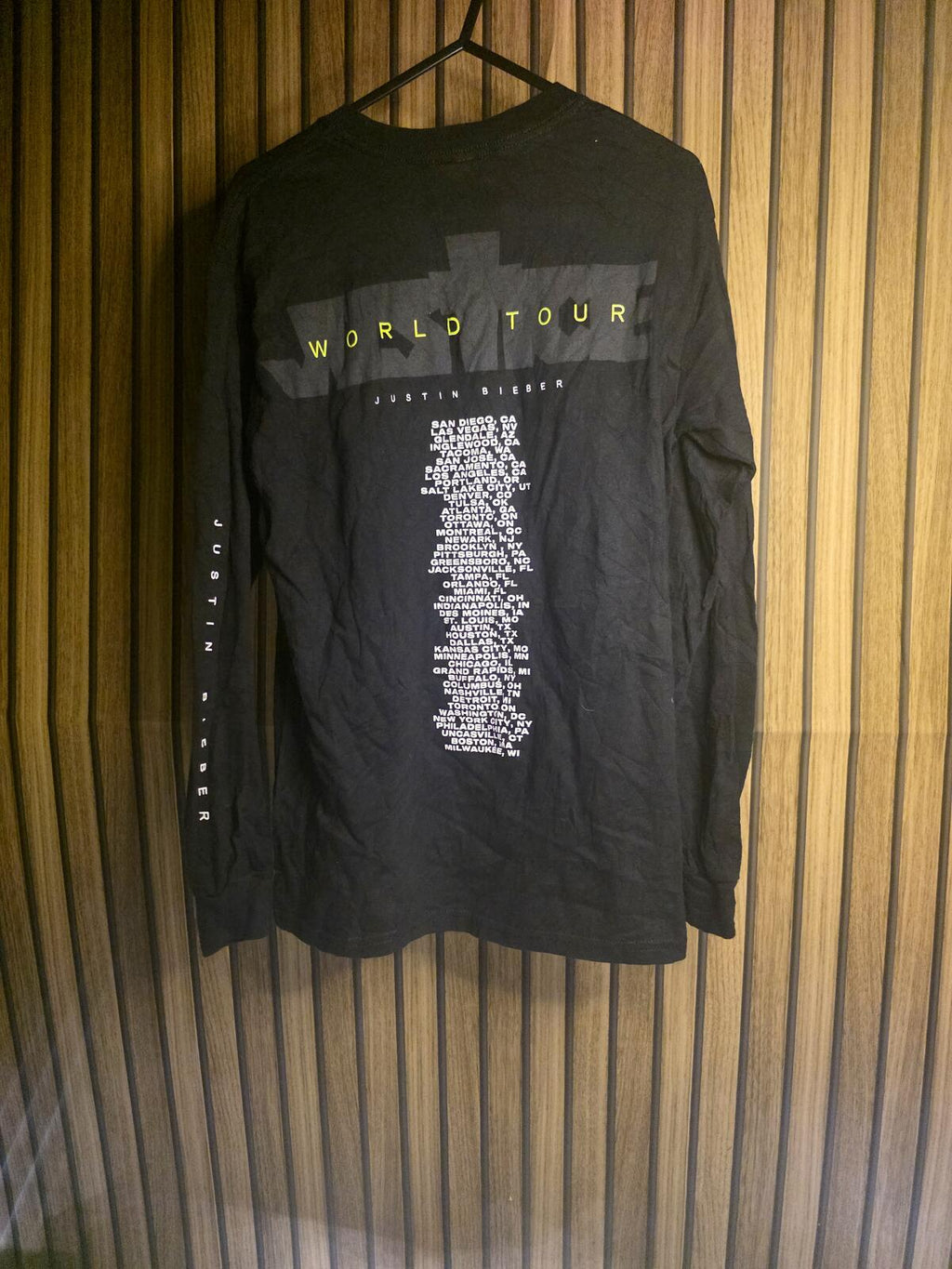 Justin Bieber World Tour Long Sleeve T-Shirt Black Size S