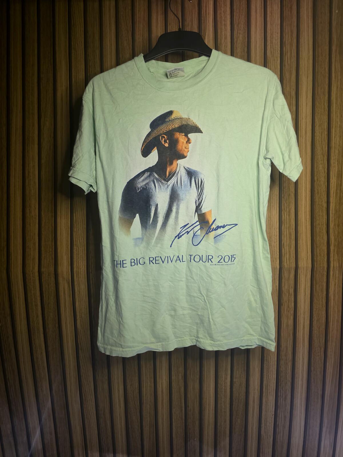 Kenny Chesney The Big Revival Tour 2015 Graphic T-Shirt Light Green Small