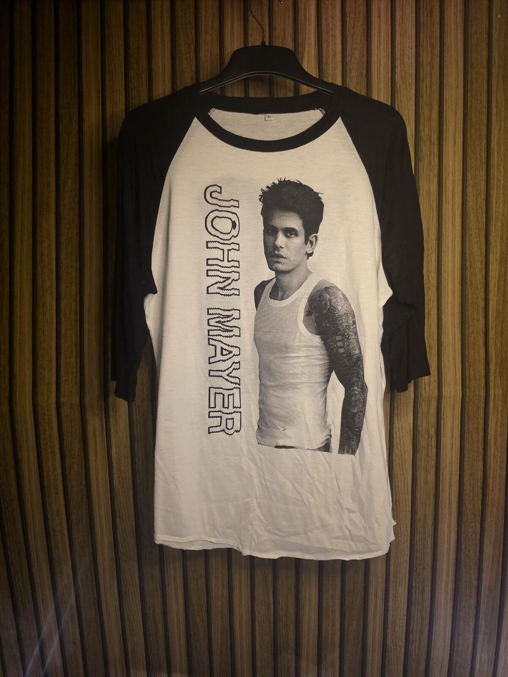 John Mayer Raglan Sleeve Tour T-Shirt Black White Size L