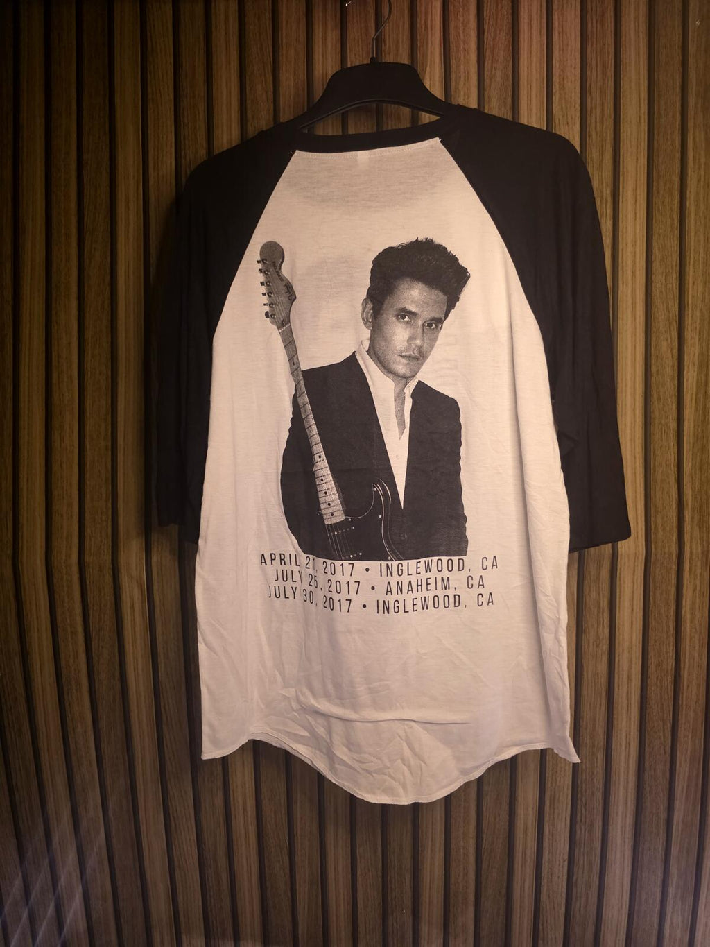 John Mayer Raglan Sleeve Tour T-Shirt Black White Size L