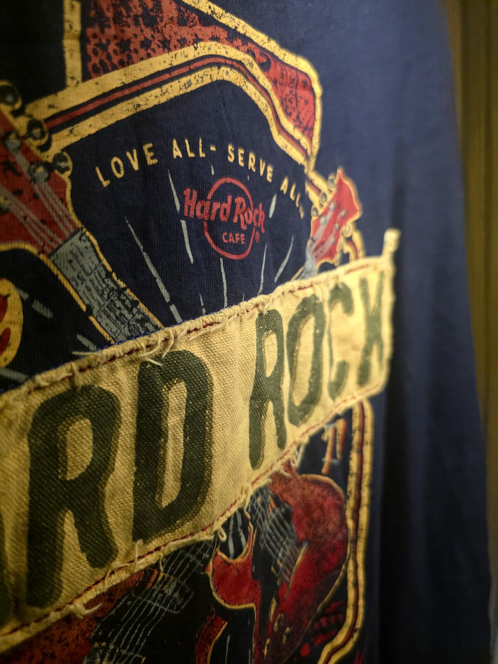 Hard Rock Cafe Budapest Graphic T-shirt Navy Blue XXL Cotton