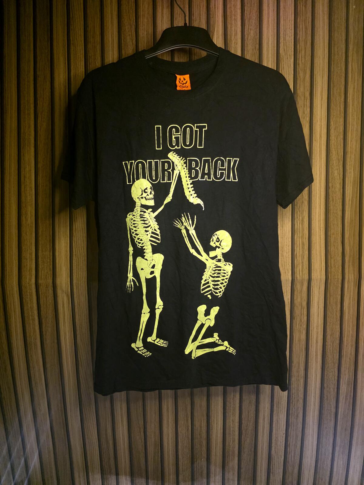 Happy Halloween Skeleton Graphic T-shirt Black Medium
