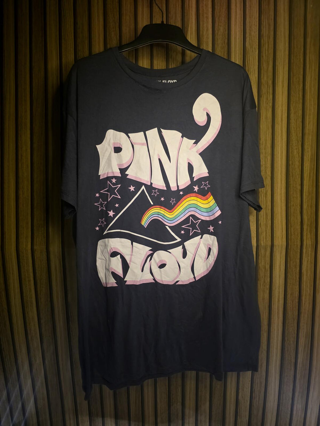 Pink Floyd Graphic T-shirt Rainbow Prism Design Black XL