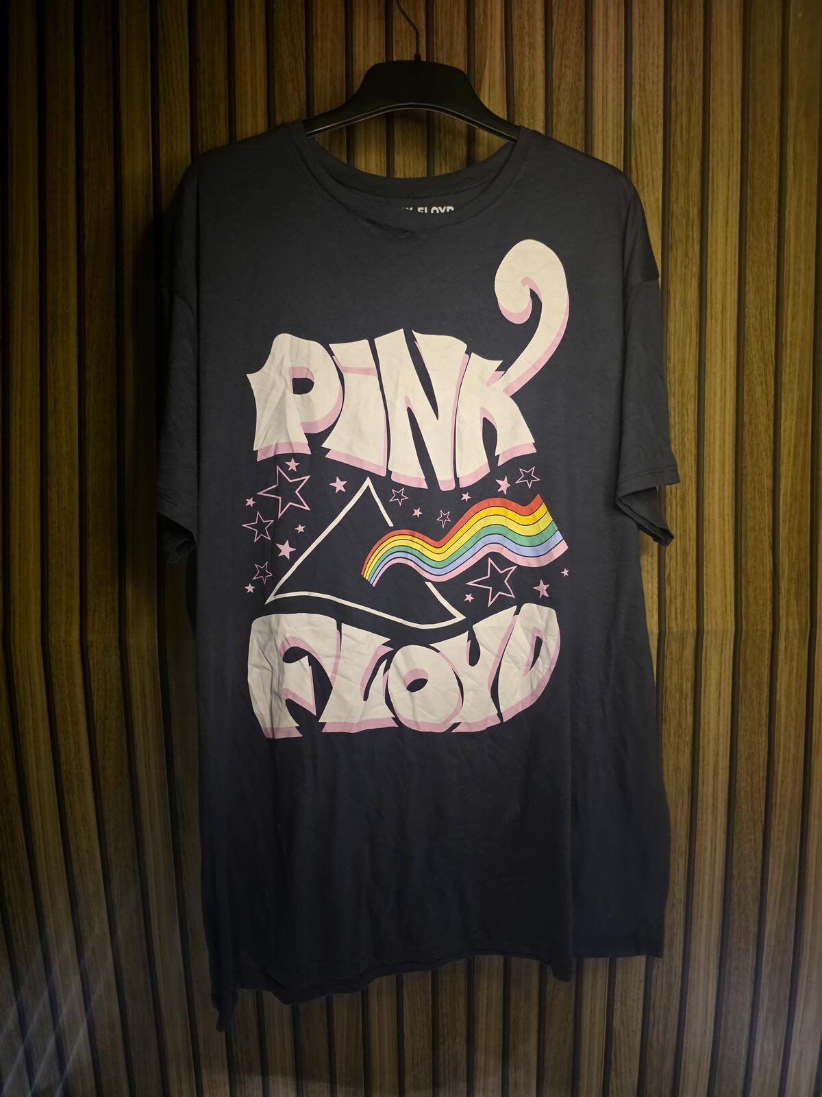 Pink Floyd Graphic T-shirt Rainbow Prism Design Black XL