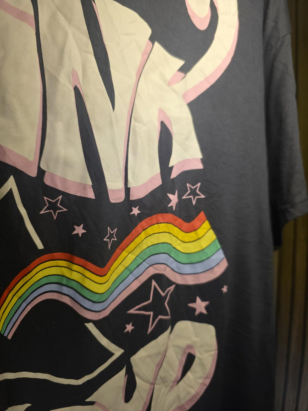 Pink Floyd Graphic T-shirt Rainbow Prism Design Black XL