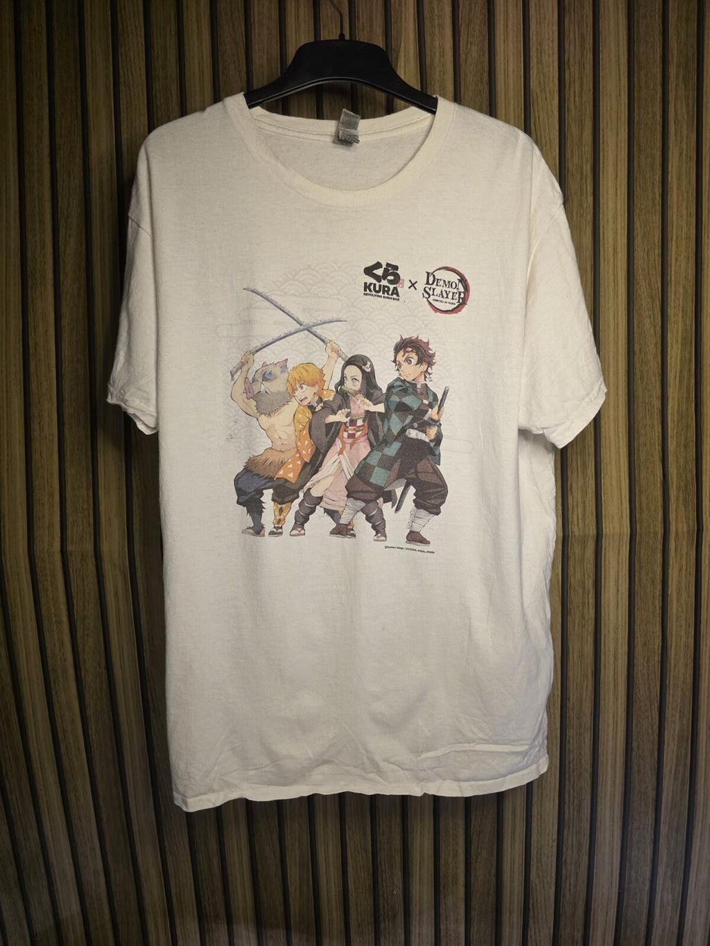 Kura x Demon Slayer Anime Graphic T-Shirt White Medium