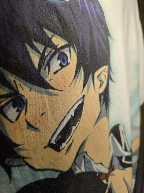 Blue Exorcist Anime Character Graphic T-Shirt White Large