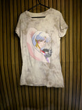 InuYasha Sasakomati Men's T-shirt Anime Graphic White Tie-Dye Size M