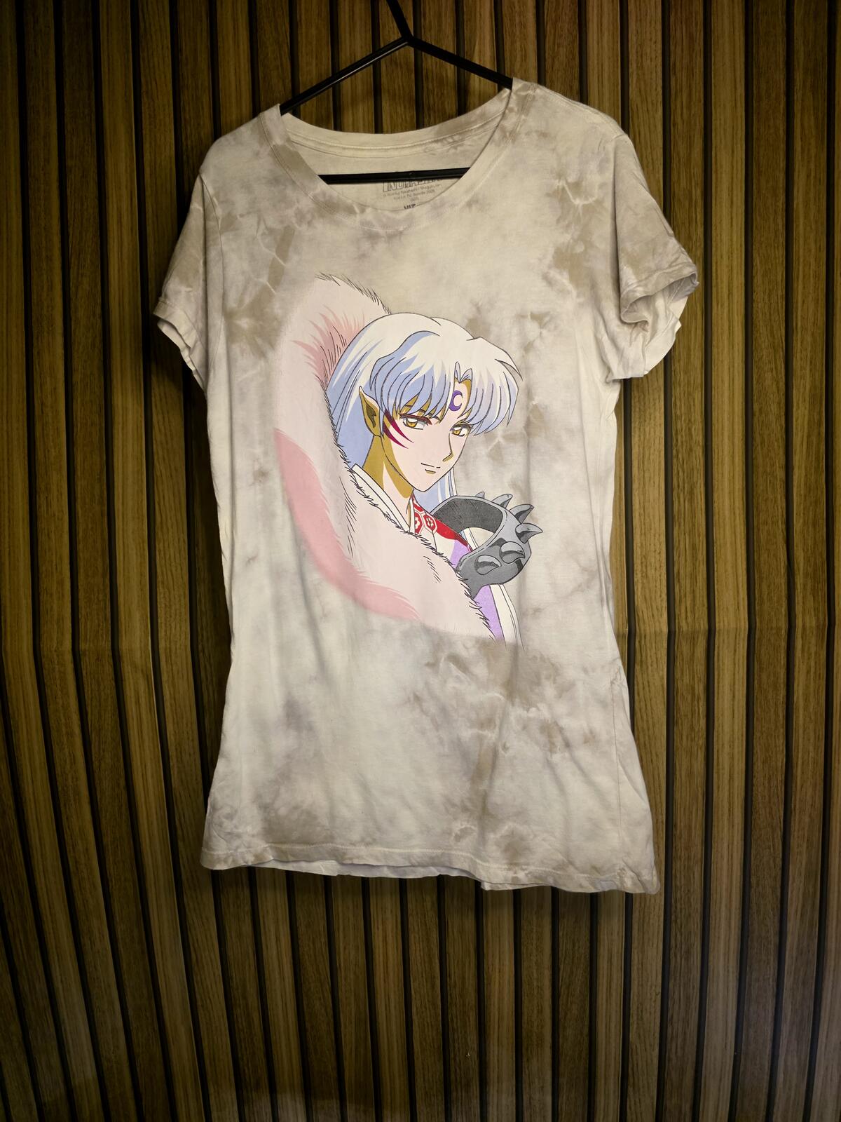 InuYasha Sasakomati Men's T-shirt Anime Graphic White Tie-Dye Size M