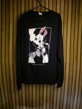 Fruit of the Loom Long Sleeve T-Shirt Black Bunny Graphic Small