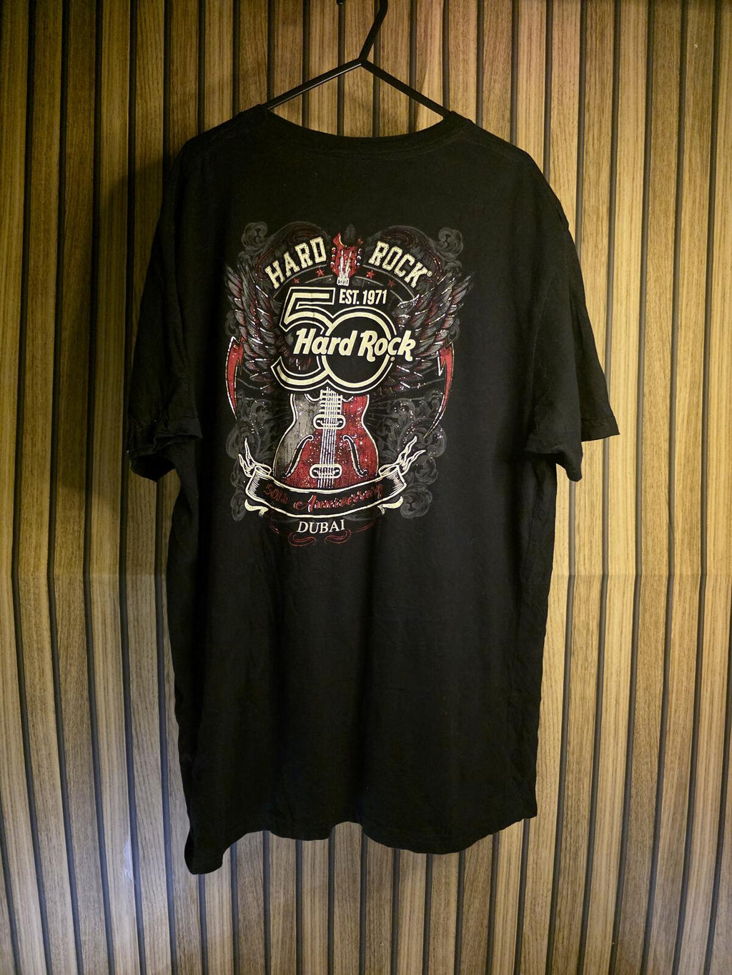 Hard Rock 50th Anniversary Dubai Black Graphic T-Shirt Size L
