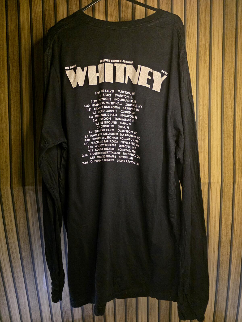 Whitney Houston Long Sleeve Tour T-Shirt Black Size XL
