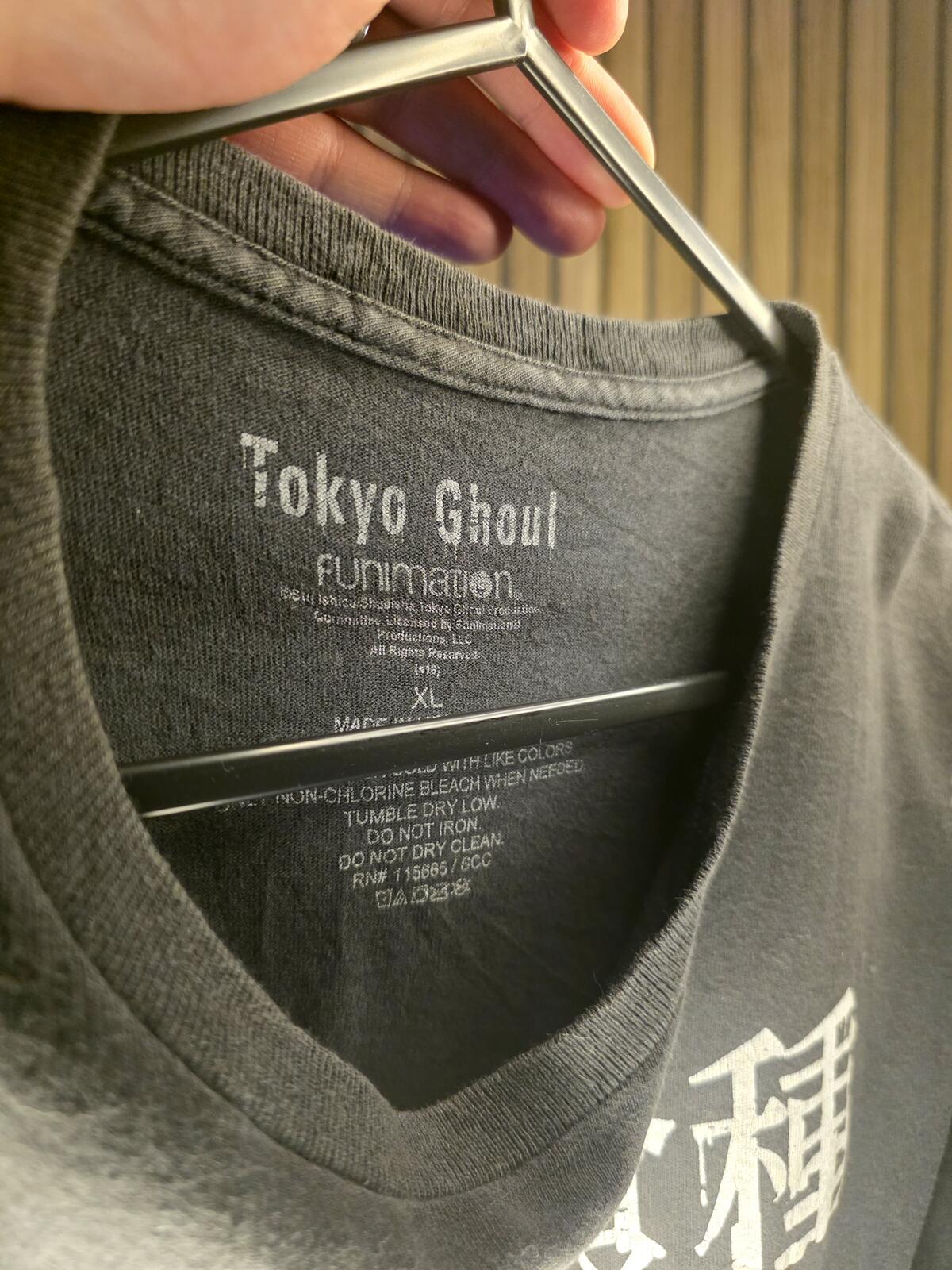 Tokyo Ghoul Graphic T-Shirt Black Anime Print Size XL