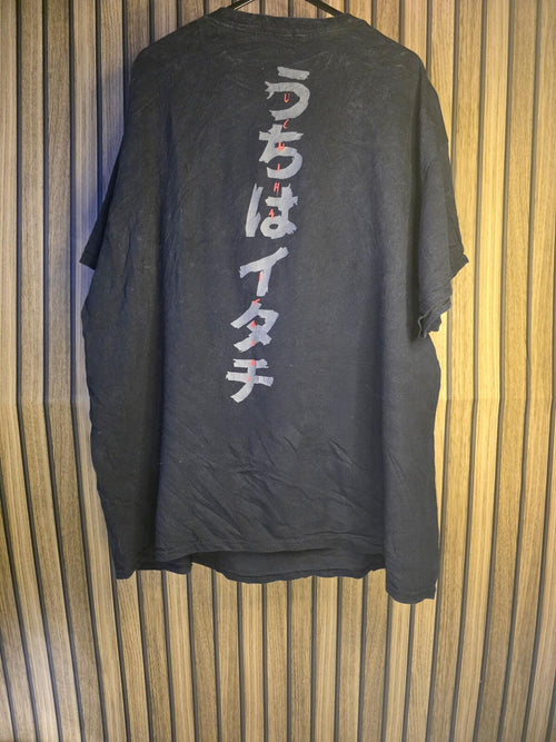 Black Graphic Anime T-Shirt with Itachi Uchiha Design Size XL