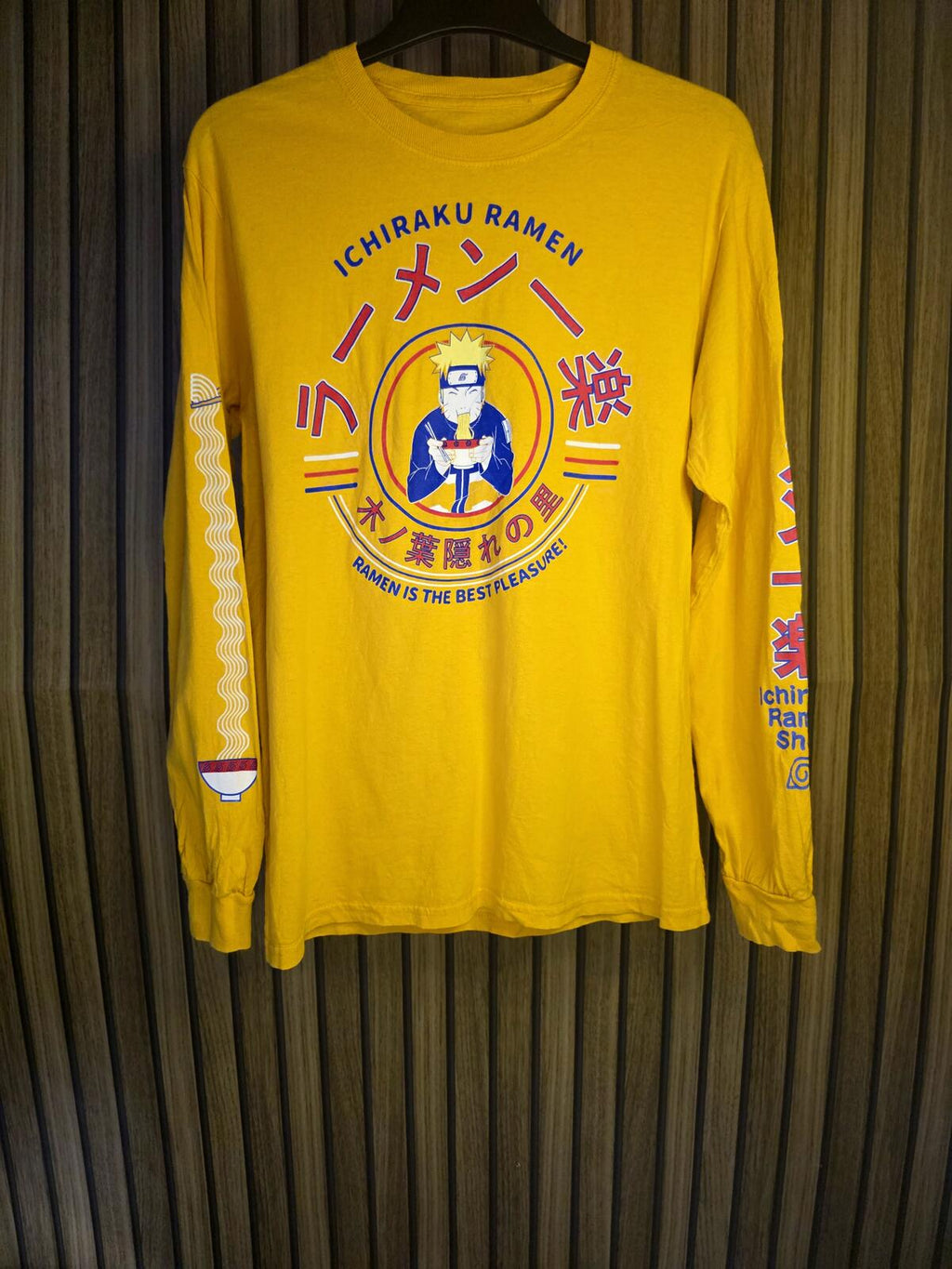 Ichiraku Ramen Naruto Graphic Long Sleeve T-Shirt Yellow Small