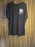 Black Graphic Anime Face T-Shirt with Japanese Text Size M