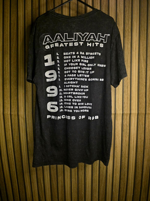 Aaliyah Greatest Hits Black Graphic T-Shirt Size M