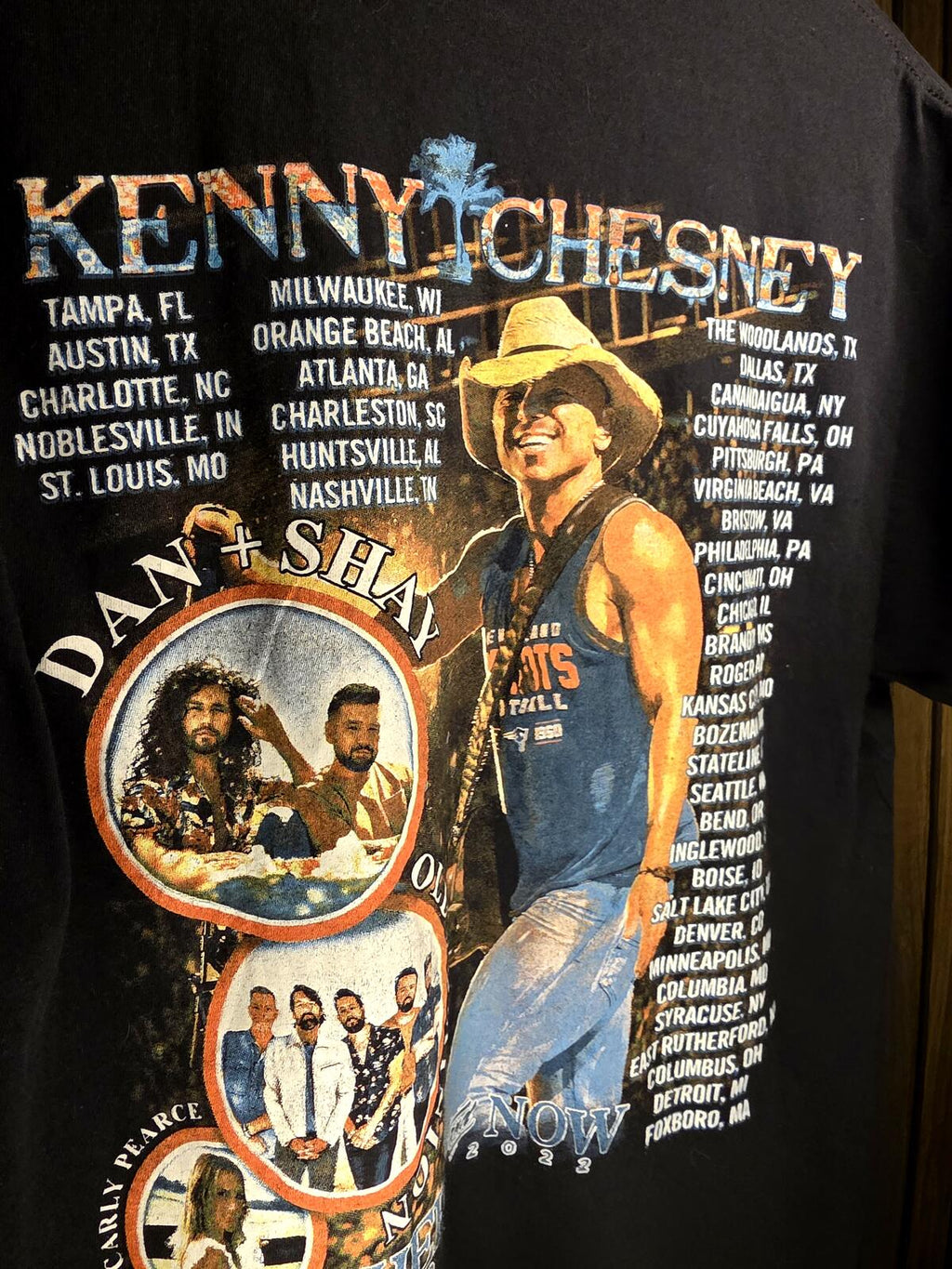 Kenny Chesney Here and Now Tour 2022 Black Graphic T-Shirt Size Small