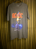 AC/DC Rock Band T-Shirt Lightning Graphic Brown Medium