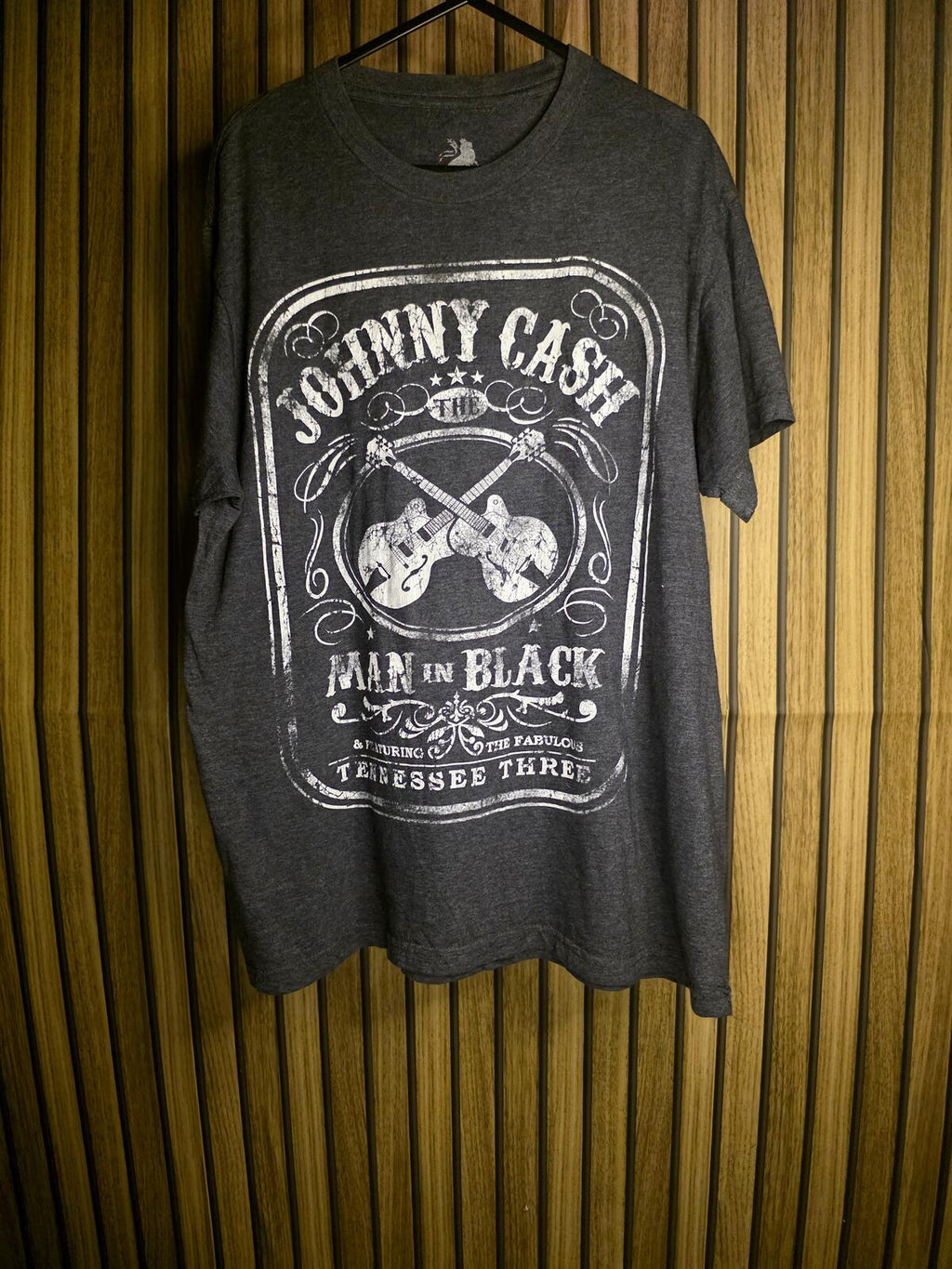 Zion Rootswear Johnny Cash Man in Black Graphic T-Shirt Charcoal Grey Medium