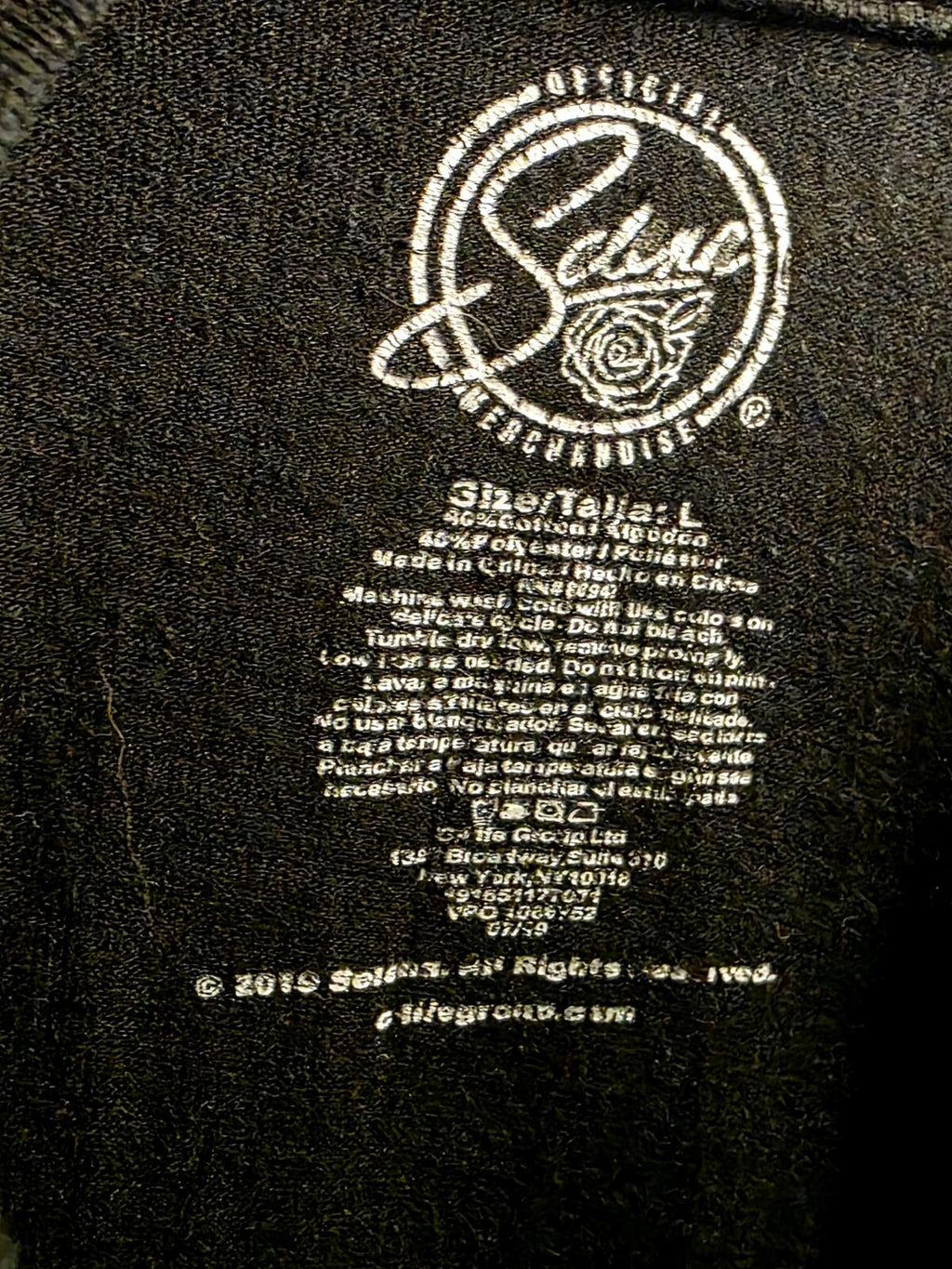 Selena Long Sleeve T-Shirt Black Graphic Size Large