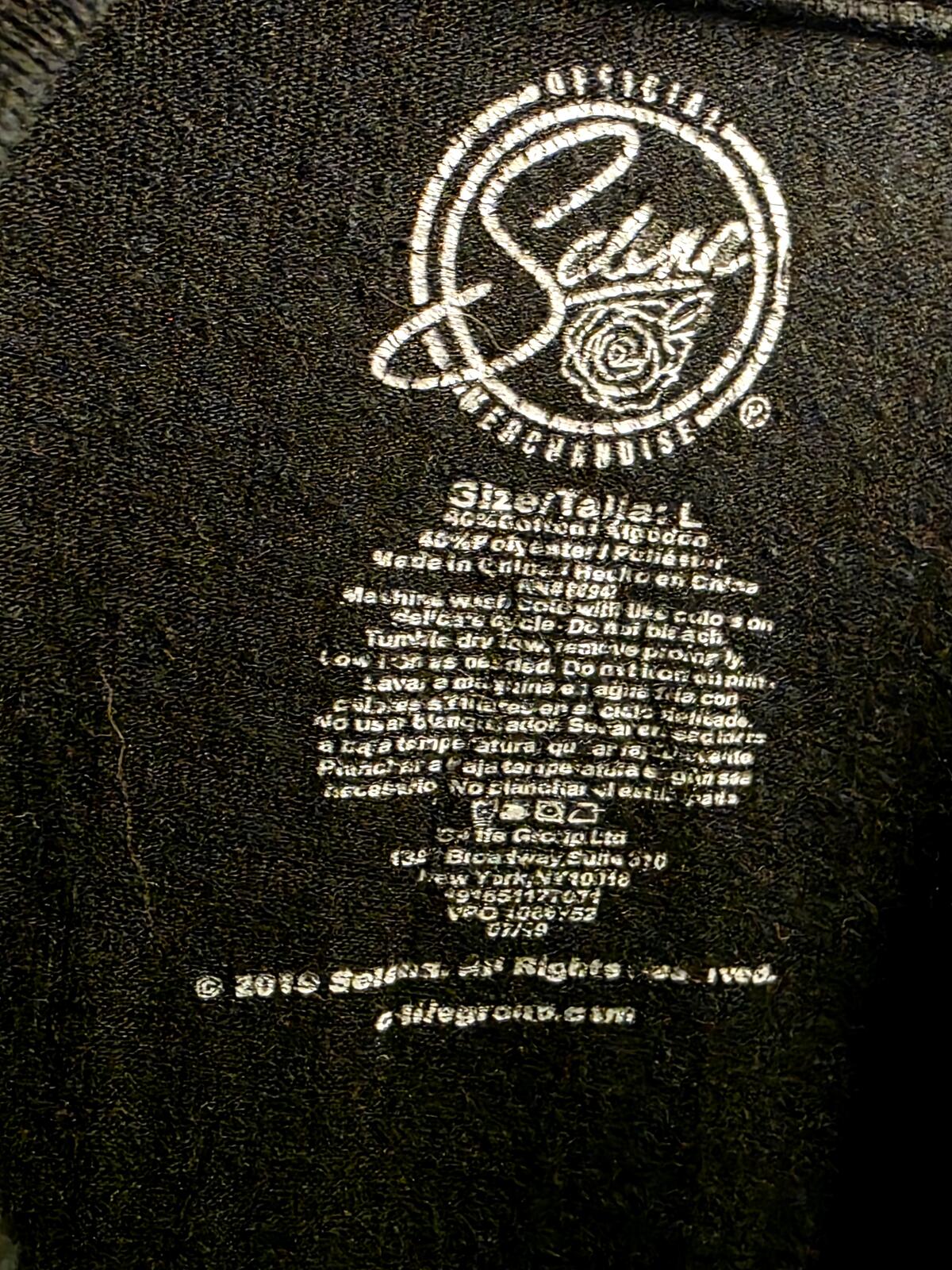 Selena Long Sleeve T-Shirt Black Graphic Size Large